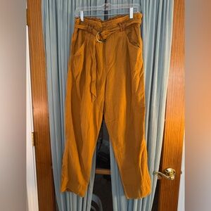 Anthropologie Pants Yellow Marigold Paper Bag Waist Belted - SM